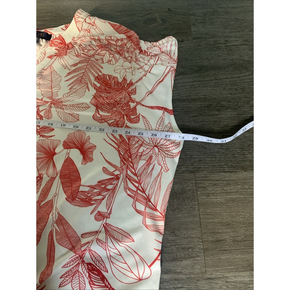 Rachel Rachel Roy Blouse Plus Size 2X Red White Tropical Leaf Print Ruffle Top - Picture 8 of 11